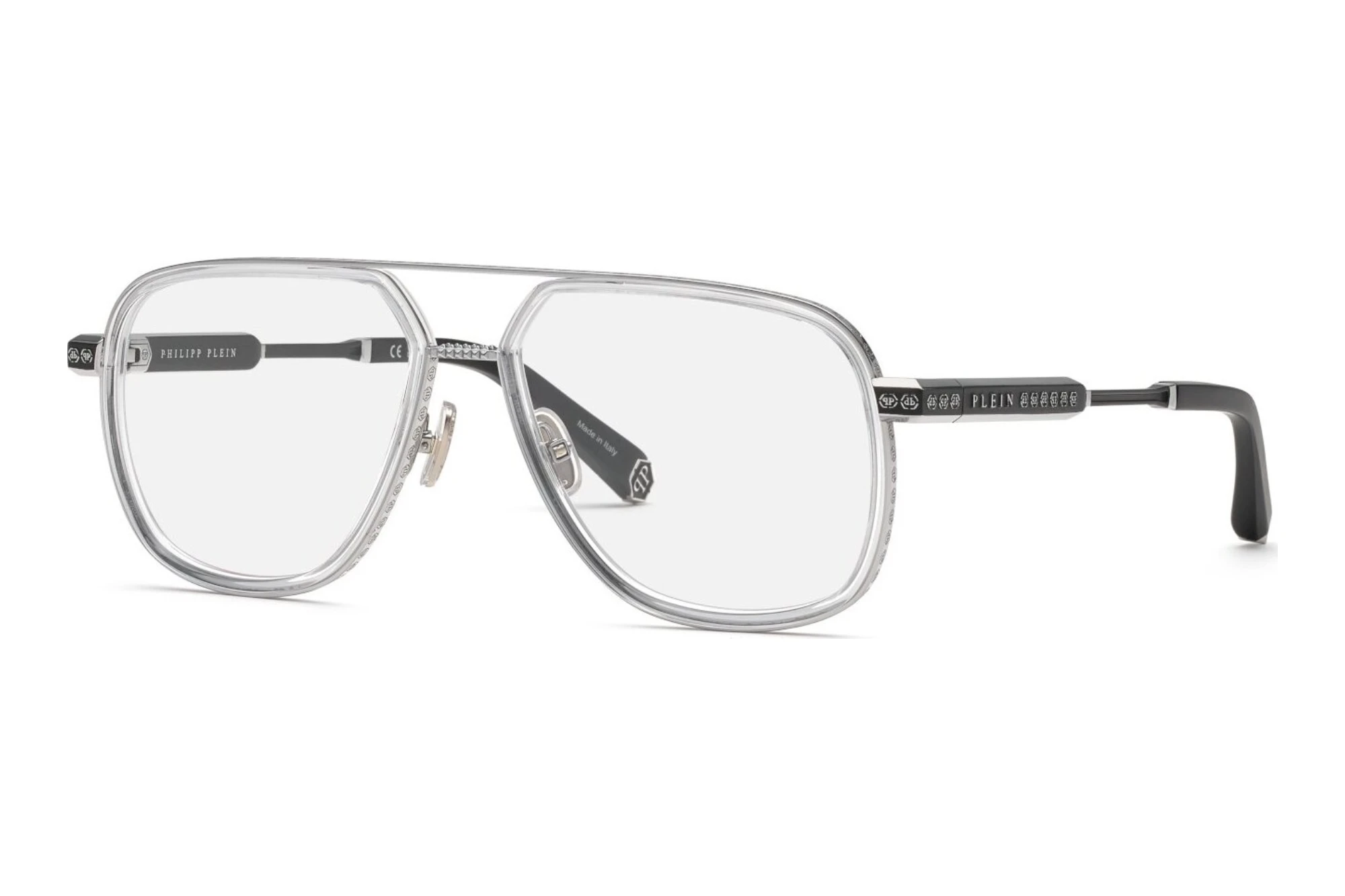 Philipp Plein VPP198M 0K07 SHINY PALLADIUM W/SEMI MATT BLACK PARTS Philipp Plein VPP198M 0K07 SHINY PALLADIUM W/SEMI MATT BLACK PARTS