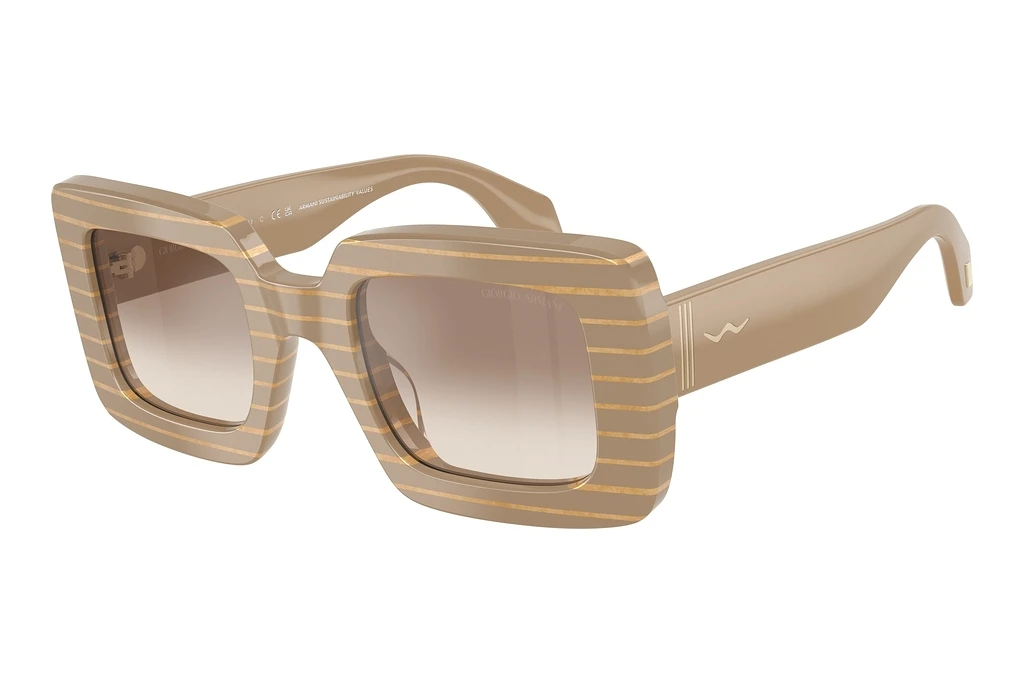 Giorgio Armani AR8241U 631094 Gradient Brown Mirror SilverStriped Beige/Gold Block Giorgio Armani AR8241U 631094 Gradient Brown Mirror SilverStriped Beige/Gold Block