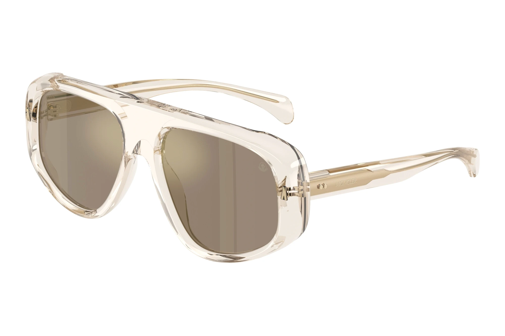 Moncler ME6035U 30035A Light Brown Mirror GoldShiny Transparent Off White Moncler ME6035U 30035A Light Brown Mirror GoldShiny Transparent Off White