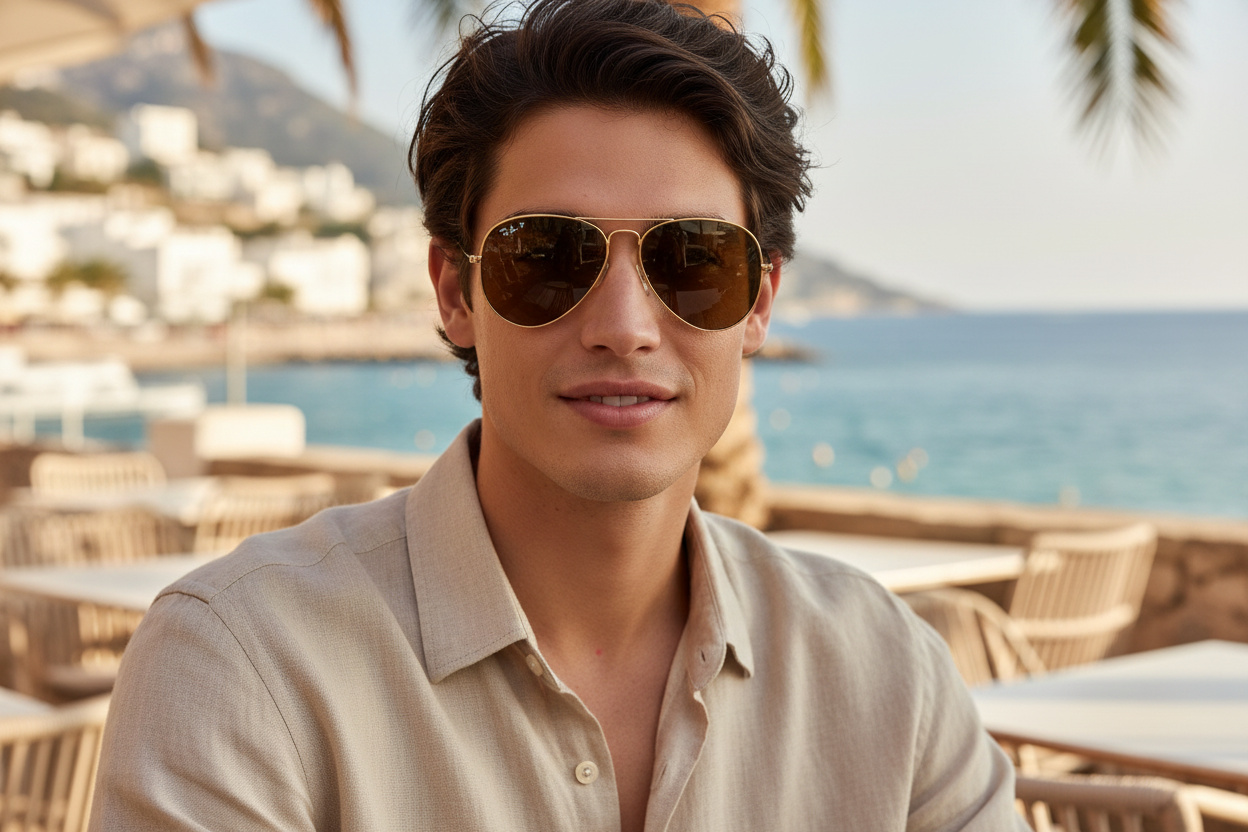 Vista frontale Ray-Ban AVIATOR LARGE METAL (RB3025 - 001/57)