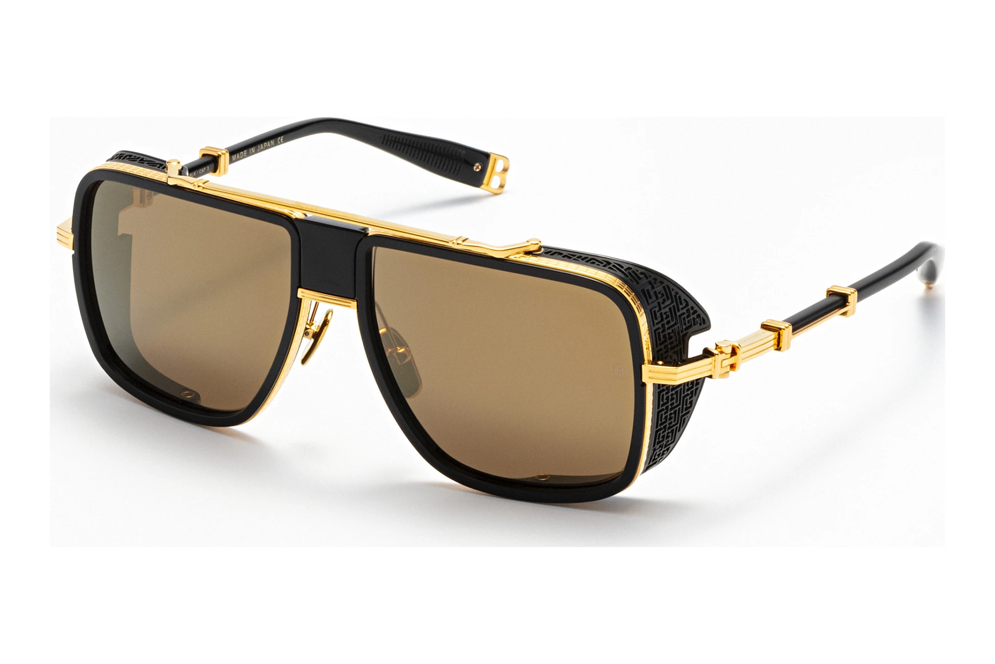 Balmain Paris   BPS-104 E Dark Brown - Gold Flash Mirror - AR5 Micron 18K Gold  - Black w