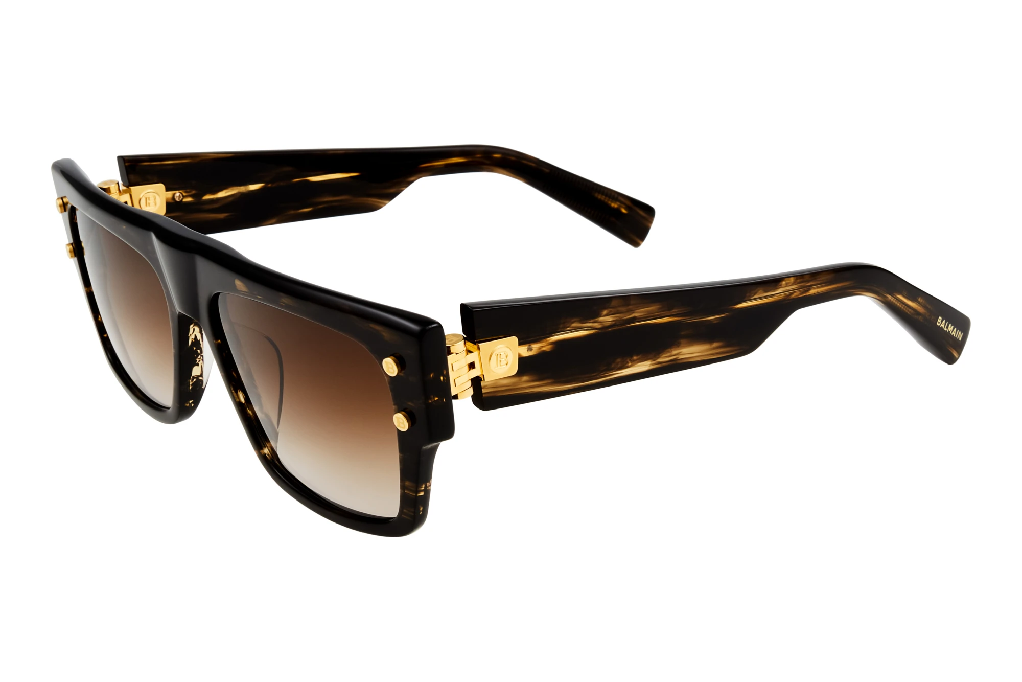 Balmain Paris   BPS-116 B-AF Dark Brown to Clear - ARDark Brown Swirl - Gold  w