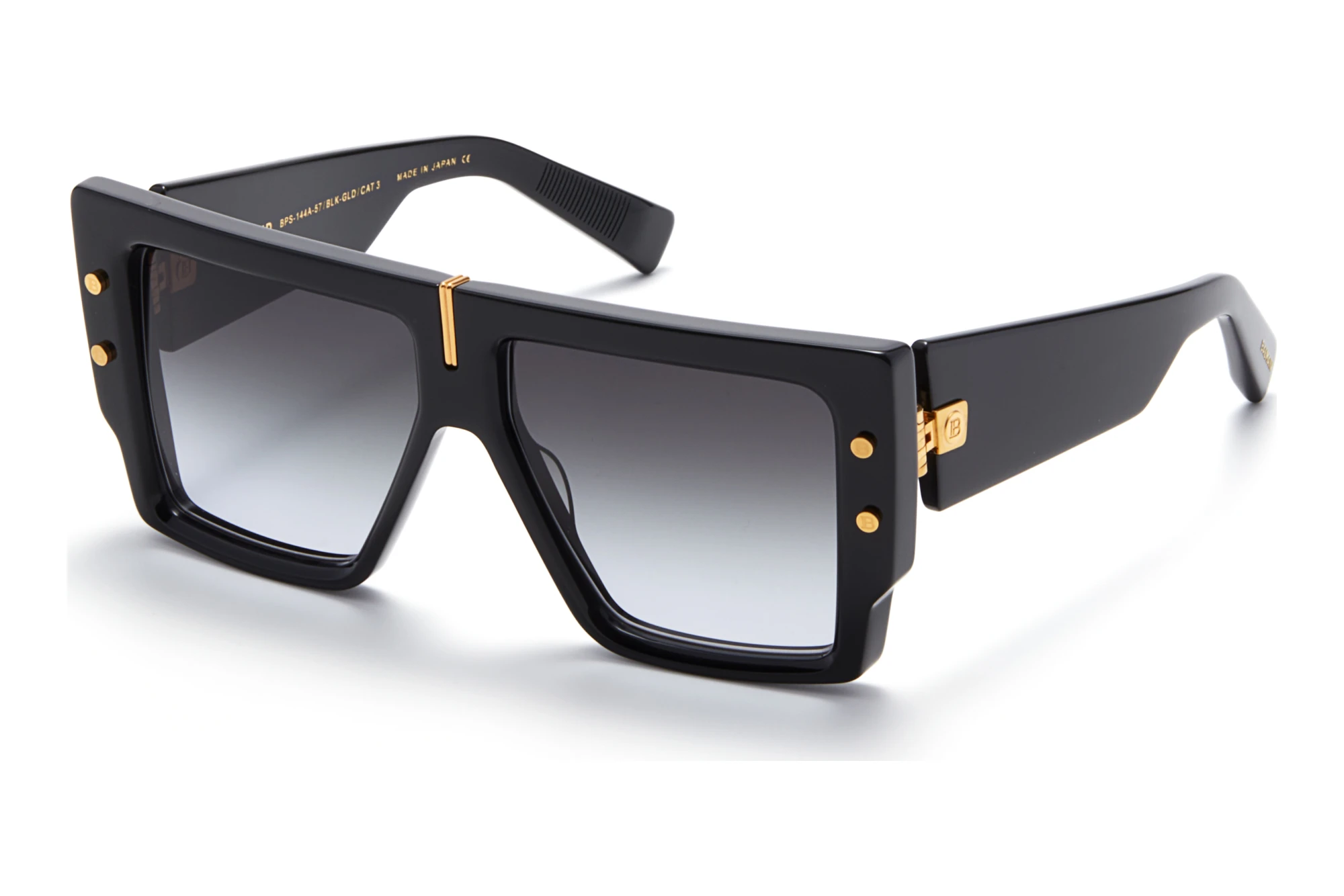 Balmain Paris   BPS-144 A Dark Grey to Clear -ARBlack - Yellow Gold w